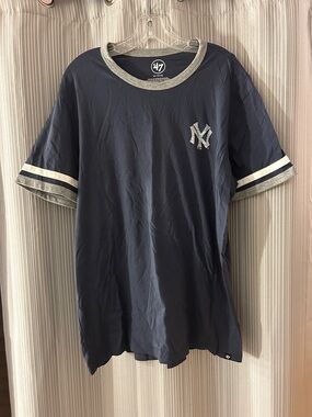 '47 Navy New York Yankees Short-Sleeve Ringer Tee with Gray Trim